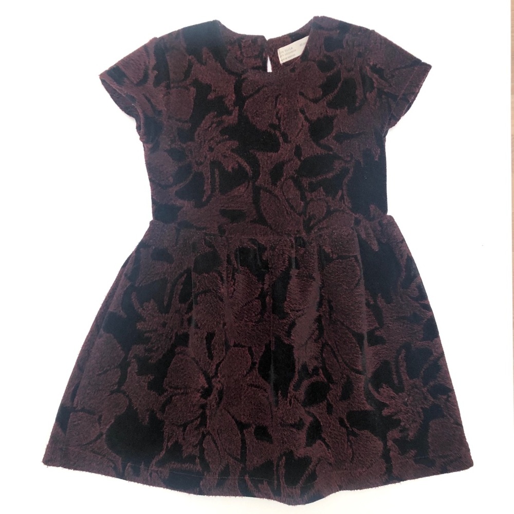 Zara Girls black maroon velvet dress size 5